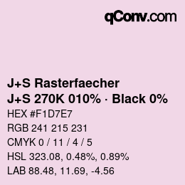 Farbcode: J+S Rasterfaecher - J+S 270K 010% · Black 0% | qconv.com