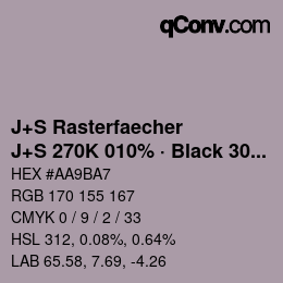 Code couleur: J+S Rasterfaecher - J+S 270K 010% · Black 30% | qconv.com