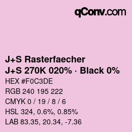 Farbcode: J+S Rasterfaecher - J+S 270K 020% · Black 0% | qconv.com
