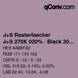 Code couleur: J+S Rasterfaecher - J+S 270K 020% · Black 30% | qconv.com