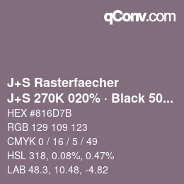 Code couleur: J+S Rasterfaecher - J+S 270K 020% · Black 50% | qconv.com