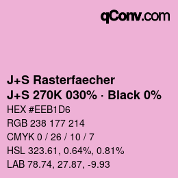 Code couleur: J+S Rasterfaecher - J+S 270K 030% · Black 0% | qconv.com