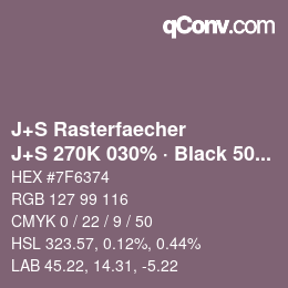 Code couleur: J+S Rasterfaecher - J+S 270K 030% · Black 50% | qconv.com