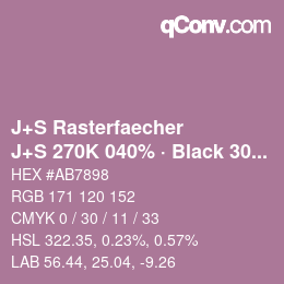 Code couleur: J+S Rasterfaecher - J+S 270K 040% · Black 30% | qconv.com