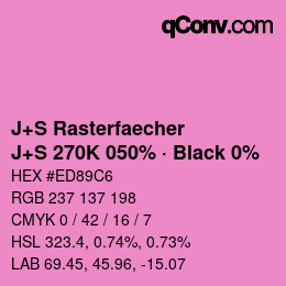 Farbcode: J+S Rasterfaecher - J+S 270K 050% · Black 0% | qconv.com