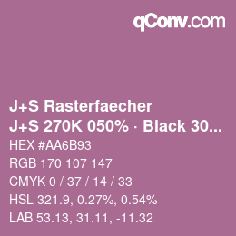 カラーコード: J+S Rasterfaecher - J+S 270K 050% · Black 30% | qconv.com