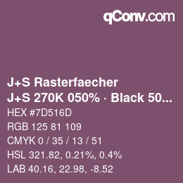 カラーコード: J+S Rasterfaecher - J+S 270K 050% · Black 50% | qconv.com