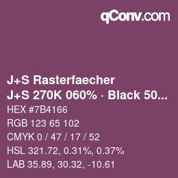 Farbcode: J+S Rasterfaecher - J+S 270K 060% · Black 50% | qconv.com