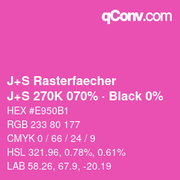 Farbcode: J+S Rasterfaecher - J+S 270K 070% · Black 0% | qconv.com