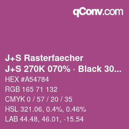 Color code: J+S Rasterfaecher - J+S 270K 070% · Black 30% | qconv.com