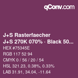 Code couleur: J+S Rasterfaecher - J+S 270K 070% · Black 50% | qconv.com