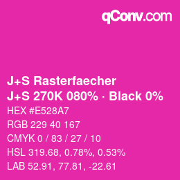 Farbcode: J+S Rasterfaecher - J+S 270K 080% · Black 0% | qconv.com