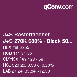 Code couleur: J+S Rasterfaecher - J+S 270K 080% · Black 50% | qconv.com