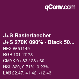 Farbcode: J+S Rasterfaecher - J+S 270K 090% · Black 50% | qconv.com