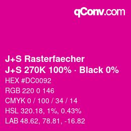 Farbcode: J+S Rasterfaecher - J+S 270K 100% · Black 0% | qconv.com