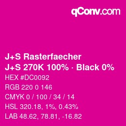 Color code: J+S Rasterfaecher - J+S 270K 100% · Black 0% | qconv.com