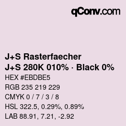 Farbcode: J+S Rasterfaecher - J+S 280K 010% · Black 0% | qconv.com