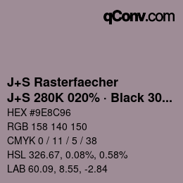 Farbcode: J+S Rasterfaecher - J+S 280K 020% · Black 30% | qconv.com