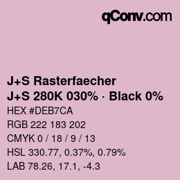 Farbcode: J+S Rasterfaecher - J+S 280K 030% · Black 0% | qconv.com
