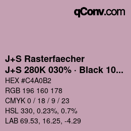 Farbcode: J+S Rasterfaecher - J+S 280K 030% · Black 10% | qconv.com