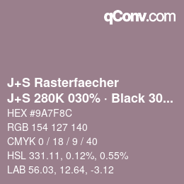 カラーコード: J+S Rasterfaecher - J+S 280K 030% · Black 30% | qconv.com