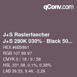 Farbcode: J+S Rasterfaecher - J+S 280K 030% · Black 50% | qconv.com