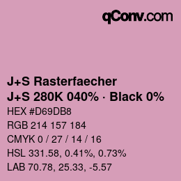 Code couleur: J+S Rasterfaecher - J+S 280K 040% · Black 0% | qconv.com