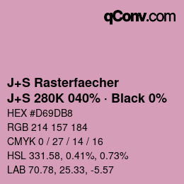 カラーコード: J+S Rasterfaecher - J+S 280K 040% · Black 0% | qconv.com