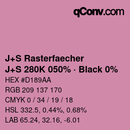 Farbcode: J+S Rasterfaecher - J+S 280K 050% · Black 0% | qconv.com
