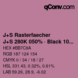 Farbcode: J+S Rasterfaecher - J+S 280K 050% · Black 10% | qconv.com