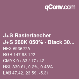 カラーコード: J+S Rasterfaecher - J+S 280K 050% · Black 30% | qconv.com