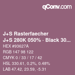 Color code: J+S Rasterfaecher - J+S 280K 050% · Black 30% | qconv.com