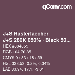 Farbcode: J+S Rasterfaecher - J+S 280K 050% · Black 50% | qconv.com
