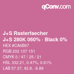 Farbcode: J+S Rasterfaecher - J+S 280K 060% · Black 0% | qconv.com