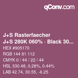 カラーコード: J+S Rasterfaecher - J+S 280K 060% · Black 30% | qconv.com