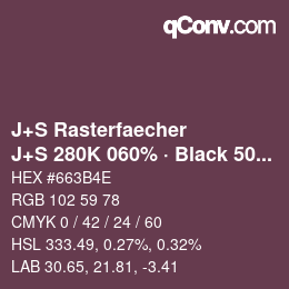 Farbcode: J+S Rasterfaecher - J+S 280K 060% · Black 50% | qconv.com