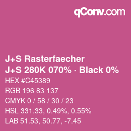 カラーコード: J+S Rasterfaecher - J+S 280K 070% · Black 0% | qconv.com