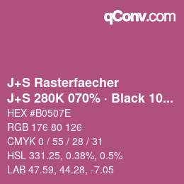 カラーコード: J+S Rasterfaecher - J+S 280K 070% · Black 10% | qconv.com