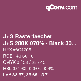 Code couleur: J+S Rasterfaecher - J+S 280K 070% · Black 30% | qconv.com