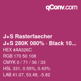 Farbcode: J+S Rasterfaecher - J+S 280K 080% · Black 10% | qconv.com