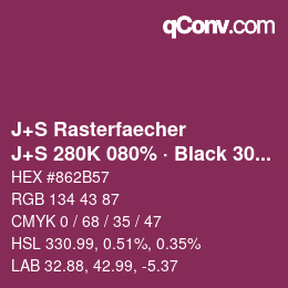 カラーコード: J+S Rasterfaecher - J+S 280K 080% · Black 30% | qconv.com