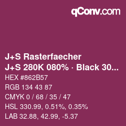 Color code: J+S Rasterfaecher - J+S 280K 080% · Black 30% | qconv.com