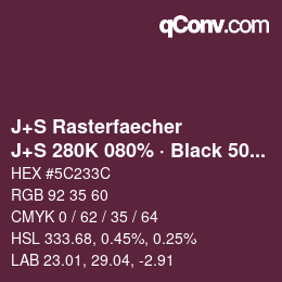 Code couleur: J+S Rasterfaecher - J+S 280K 080% · Black 50% | qconv.com