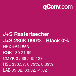 カラーコード: J+S Rasterfaecher - J+S 280K 090% · Black 0% | qconv.com