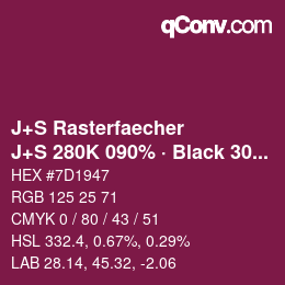 Farbcode: J+S Rasterfaecher - J+S 280K 090% · Black 30% | qconv.com