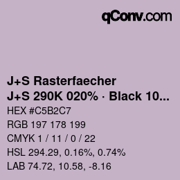 Farbcode: J+S Rasterfaecher - J+S 290K 020% · Black 10% | qconv.com
