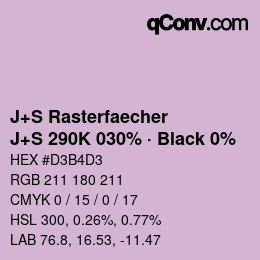 Farbcode: J+S Rasterfaecher - J+S 290K 030% · Black 0% | qconv.com