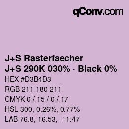 Color code: J+S Rasterfaecher - J+S 290K 030% · Black 0% | qconv.com