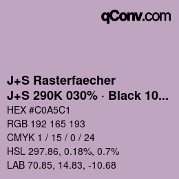 Farbcode: J+S Rasterfaecher - J+S 290K 030% · Black 10% | qconv.com