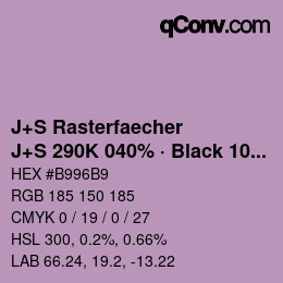 Farbcode: J+S Rasterfaecher - J+S 290K 040% · Black 10% | qconv.com